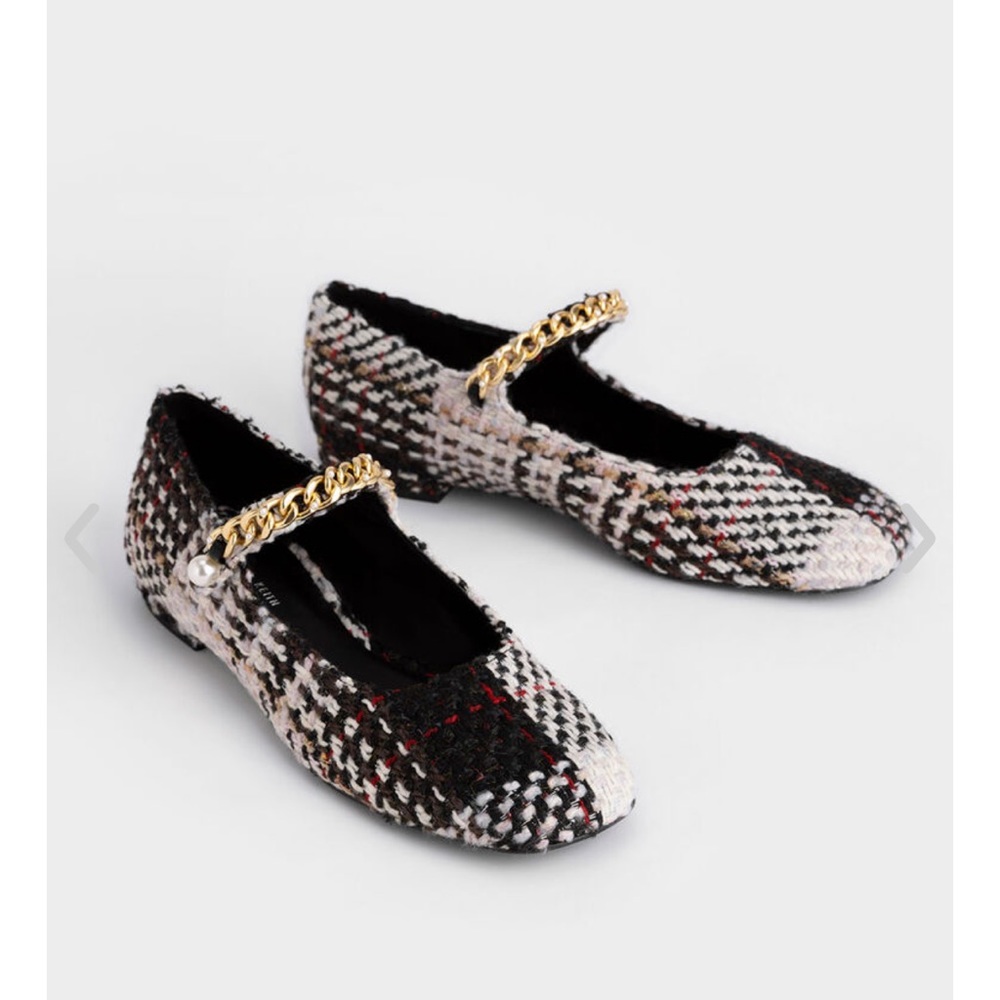Woven Chain-Link Mary Jane Flats